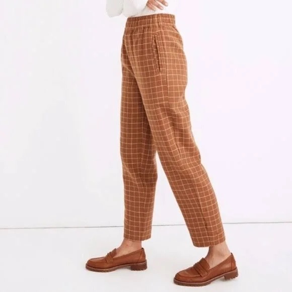 Madewell Tan Grid Pattern Trousers - Picture 7 of 7